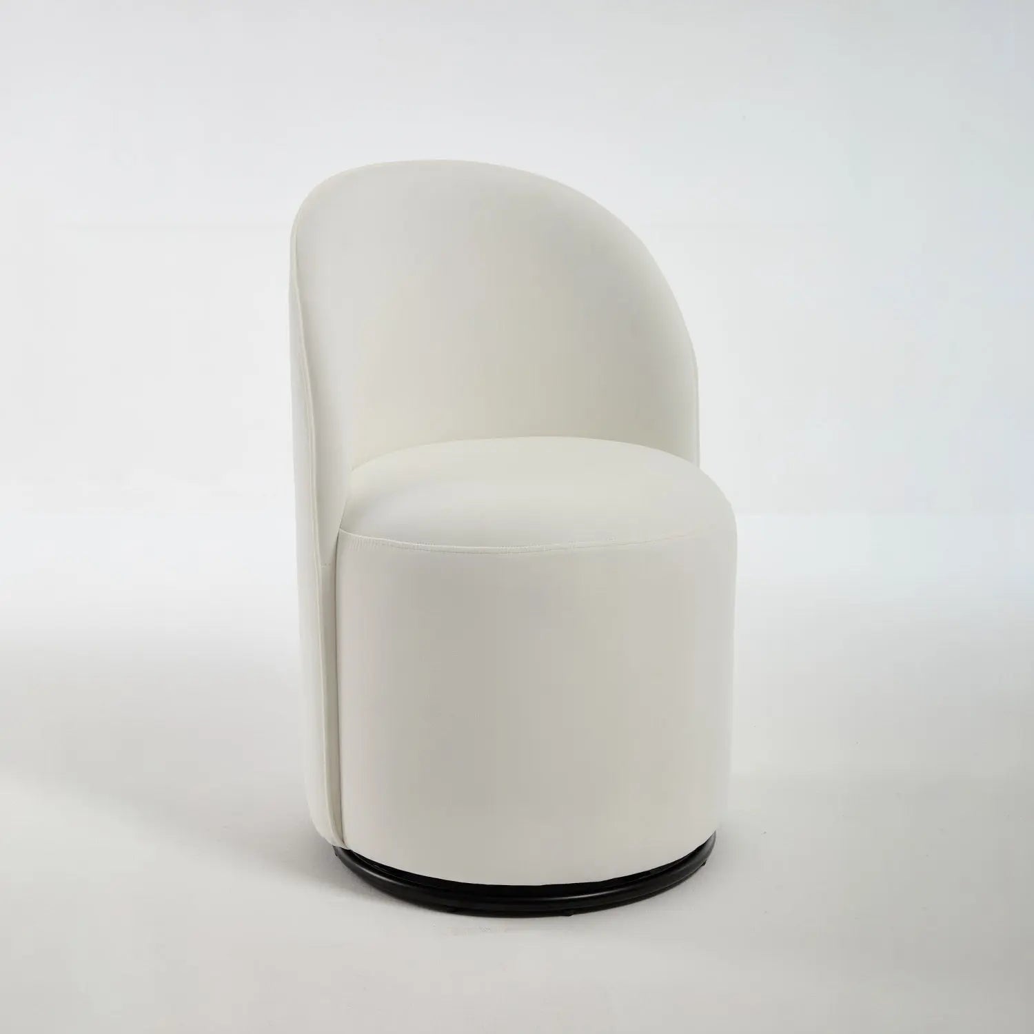 Cream and Black Velvet Curved Back Swivel Dining Arm Chair Homeroots Kitchen & Dining