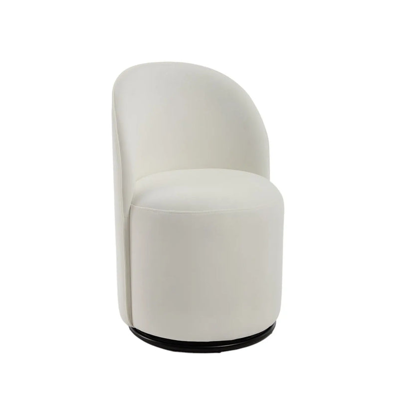 Cream and Black Velvet Curved Back Swivel Dining Arm Chair Homeroots Kitchen & Dining