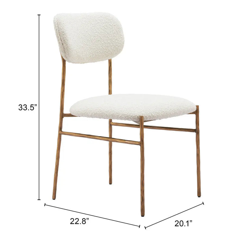 Cream and Brass Upholstered Fabric Open Back Dining Side Chair Homeroots