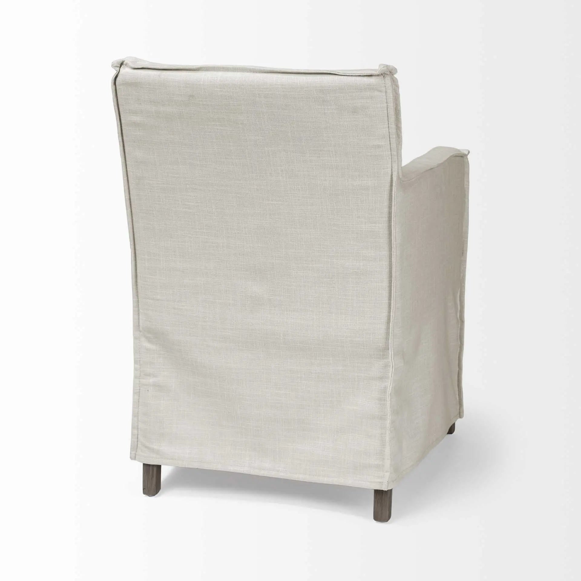 Cream and Brown Slipcovered Upholstered Fabric Dining Arm Chair Homeroots Kitchen & Dining