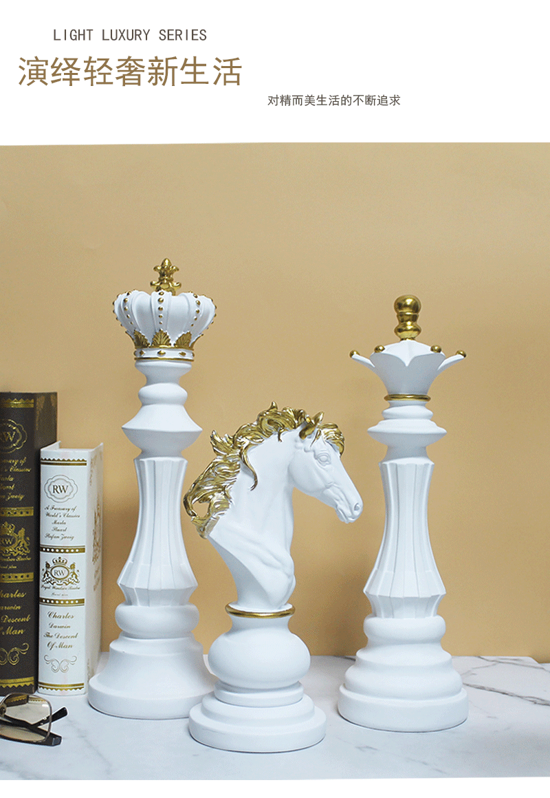 Creative home decoration chess resin decoration window home decoration black white chess ornaments GreatEagleInc