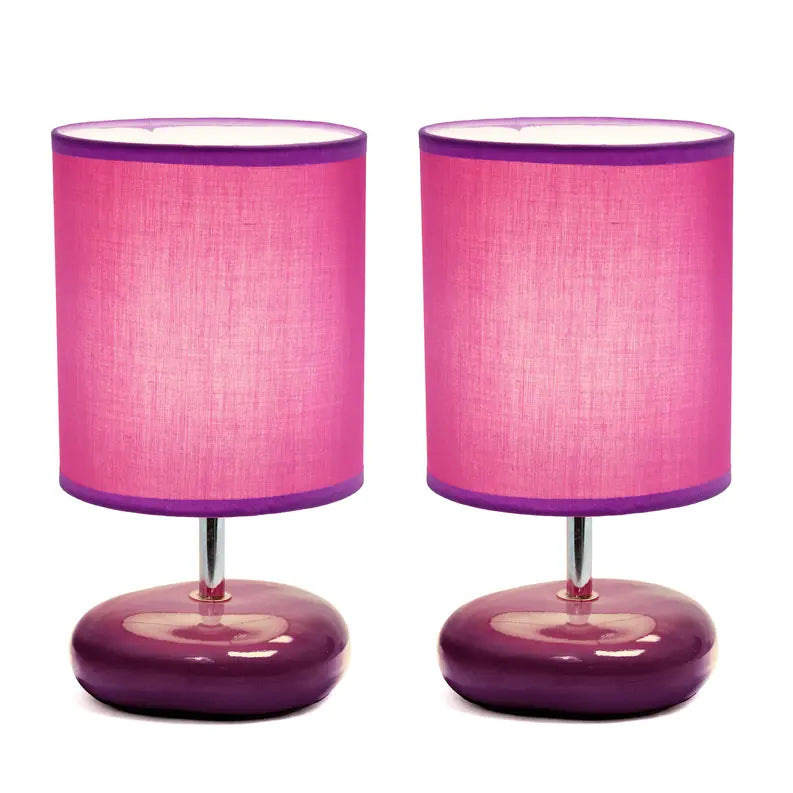 Creekwood Home Traditional Mini Round Rock Table Lamp 2 Pack Set for Nursery, Study, Bookshelf, Office, Nightstand, Living Room All the Rages