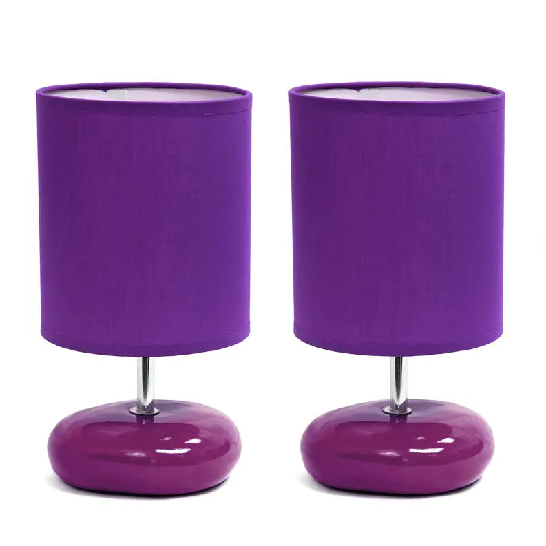 Creekwood Home Traditional Mini Round Rock Table Lamp 2 Pack Set for Nursery, Study, Bookshelf, Office, Nightstand, Living Room All the Rages