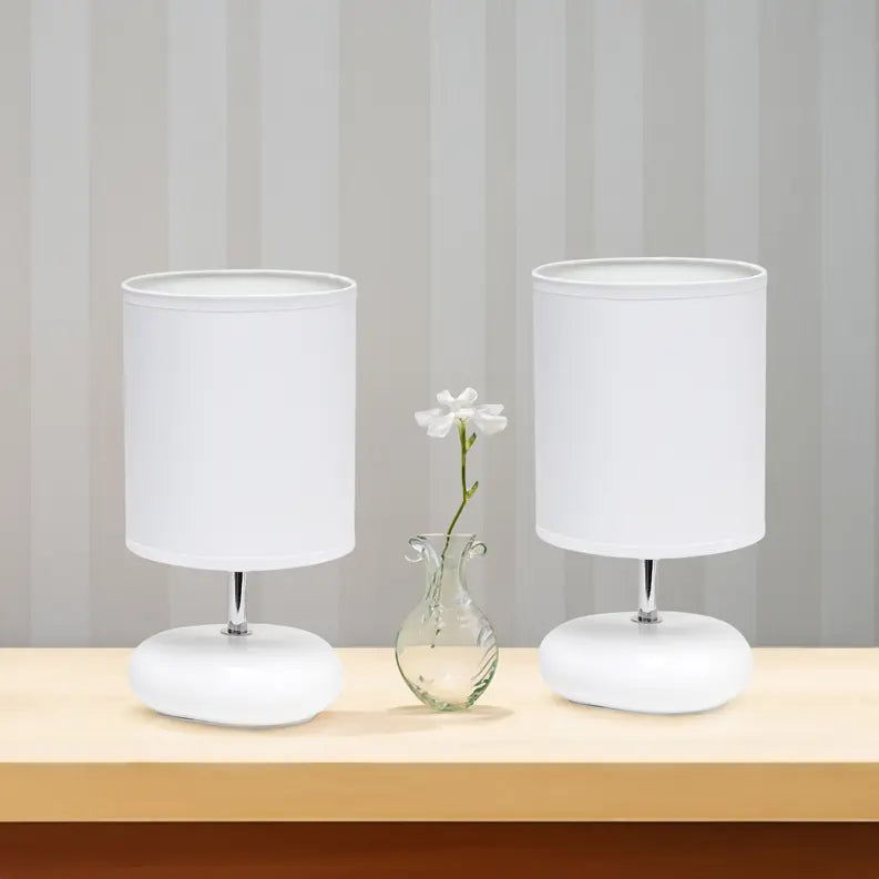 Creekwood Home Traditional Mini Round Rock Table Lamp 2 Pack Set for Nursery, Study, Bookshelf, Office, Nightstand, Living Room All the Rages