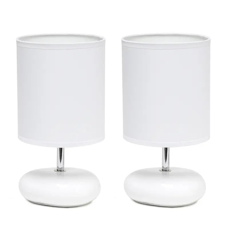Creekwood Home Traditional Mini Round Rock Table Lamp 2 Pack Set for Nursery, Study, Bookshelf, Office, Nightstand, Living Room All the Rages