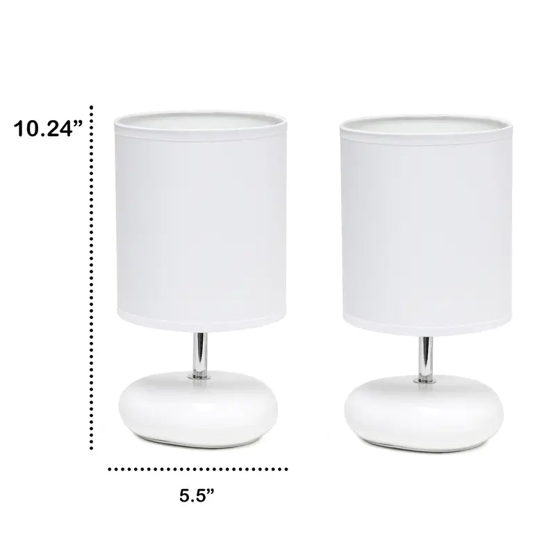 Creekwood Home Traditional Mini Round Rock Table Lamp 2 Pack Set for Nursery, Study, Bookshelf, Office, Nightstand, Living Room All the Rages