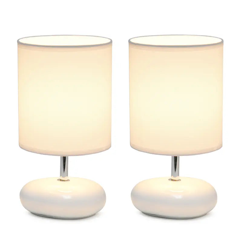 Creekwood Home Traditional Mini Round Rock Table Lamp 2 Pack Set for Nursery, Study, Bookshelf, Office, Nightstand, Living Room All the Rages