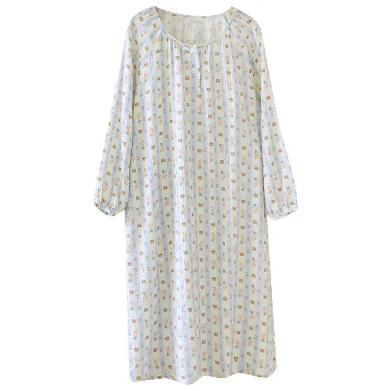 Crewneck Nightdress Women's Pajamas Spring and Autumn Cotton Long-sleeved dress Spring and Summer suit Cartoon Home Clothes for Women GreatEagleInc