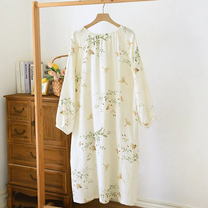 Crewneck Nightdress Women's Pajamas Spring and Autumn Cotton Long-sleeved dress Spring and Summer suit Cartoon Home Clothes for Women GreatEagleInc