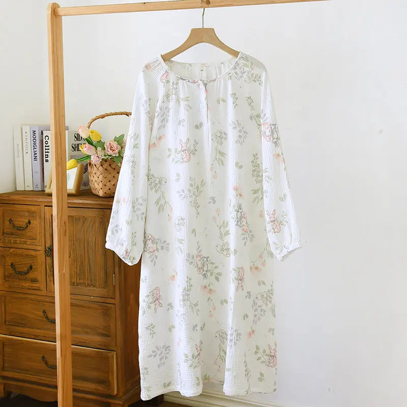 Crewneck Nightdress Women's Pajamas Spring and Autumn Cotton Long-sleeved dress Spring and Summer suit Cartoon Home Clothes for Women GreatEagleInc