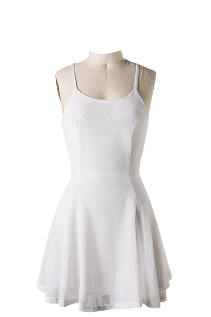Criss Cross Open Back Skater Dress White SurelyMine