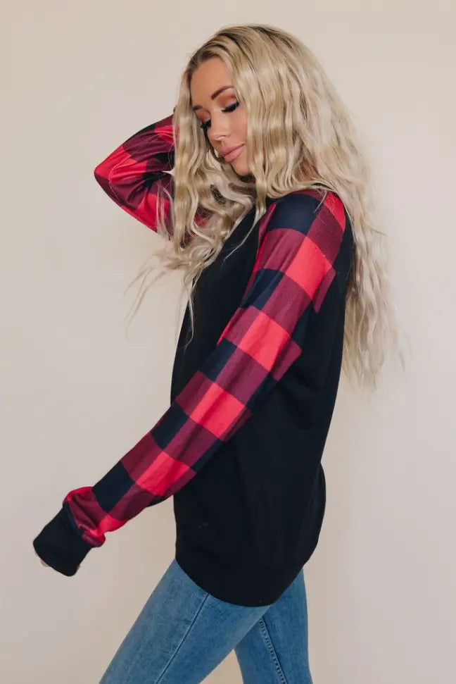 Cristina Plaid Top Stay Warm in Style
