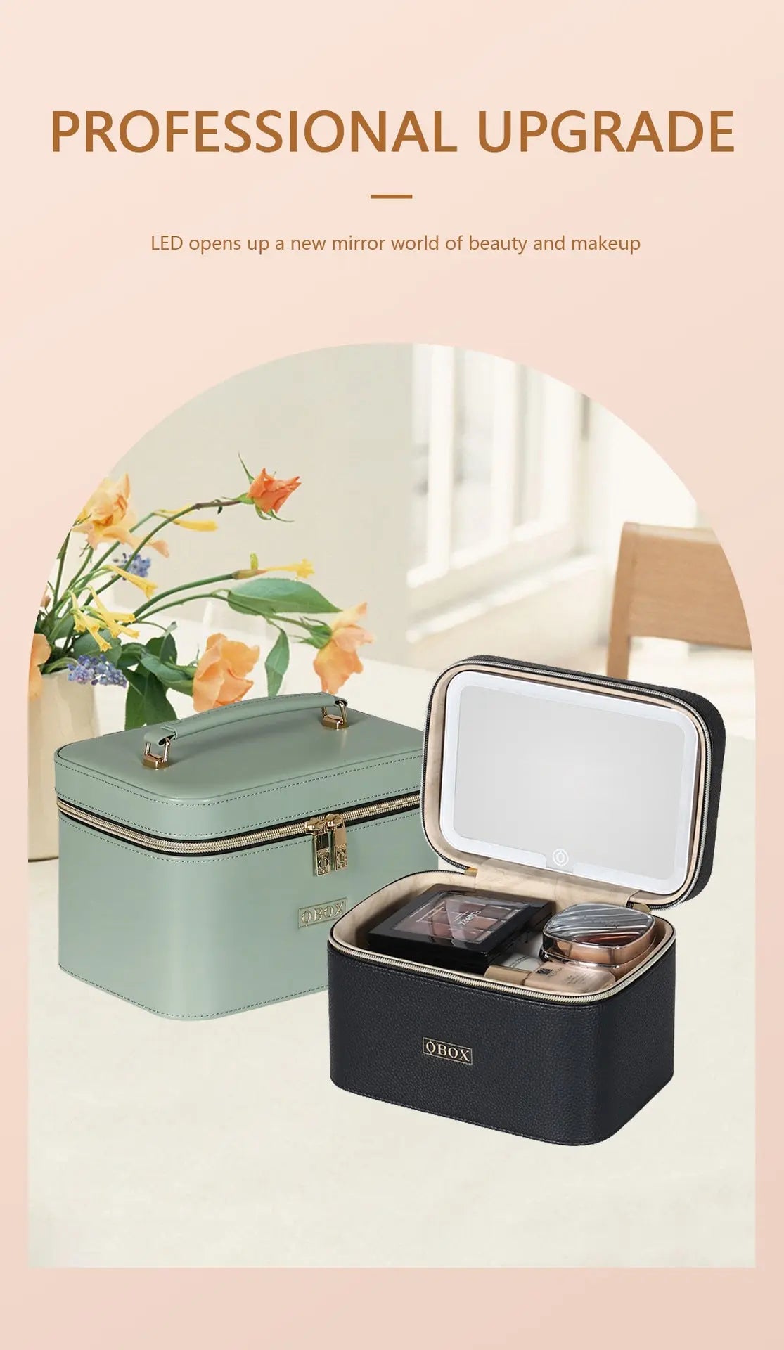 Cross-Border Led Mirror Travel Makeup Bag, Makeup Mirror, Cosmetics Portable Large-Capacity Makeup Case, Hand-Held Beauty Bag GreatEagleInc
