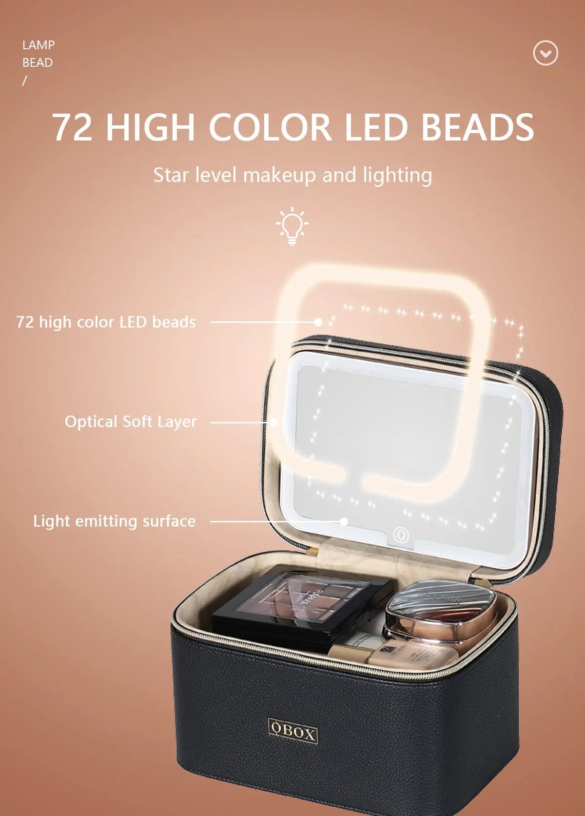 Cross-Border Led Mirror Travel Makeup Bag, Makeup Mirror, Cosmetics Portable Large-Capacity Makeup Case, Hand-Held Beauty Bag GreatEagleInc