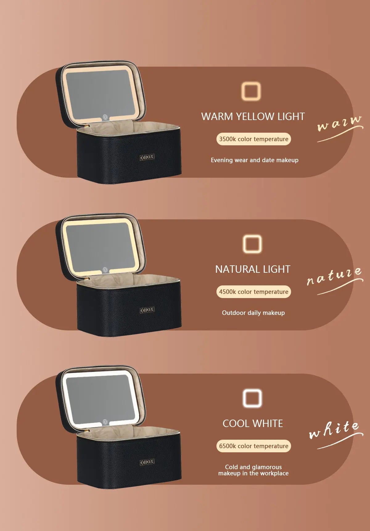 Cross-Border Led Mirror Travel Makeup Bag, Makeup Mirror, Cosmetics Portable Large-Capacity Makeup Case, Hand-Held Beauty Bag GreatEagleInc