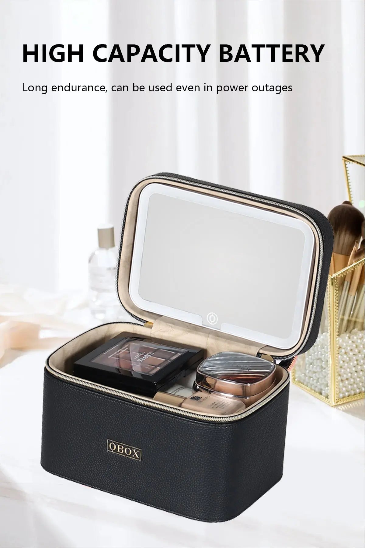 Cross-Border Led Mirror Travel Makeup Bag, Makeup Mirror, Cosmetics Portable Large-Capacity Makeup Case, Hand-Held Beauty Bag GreatEagleInc