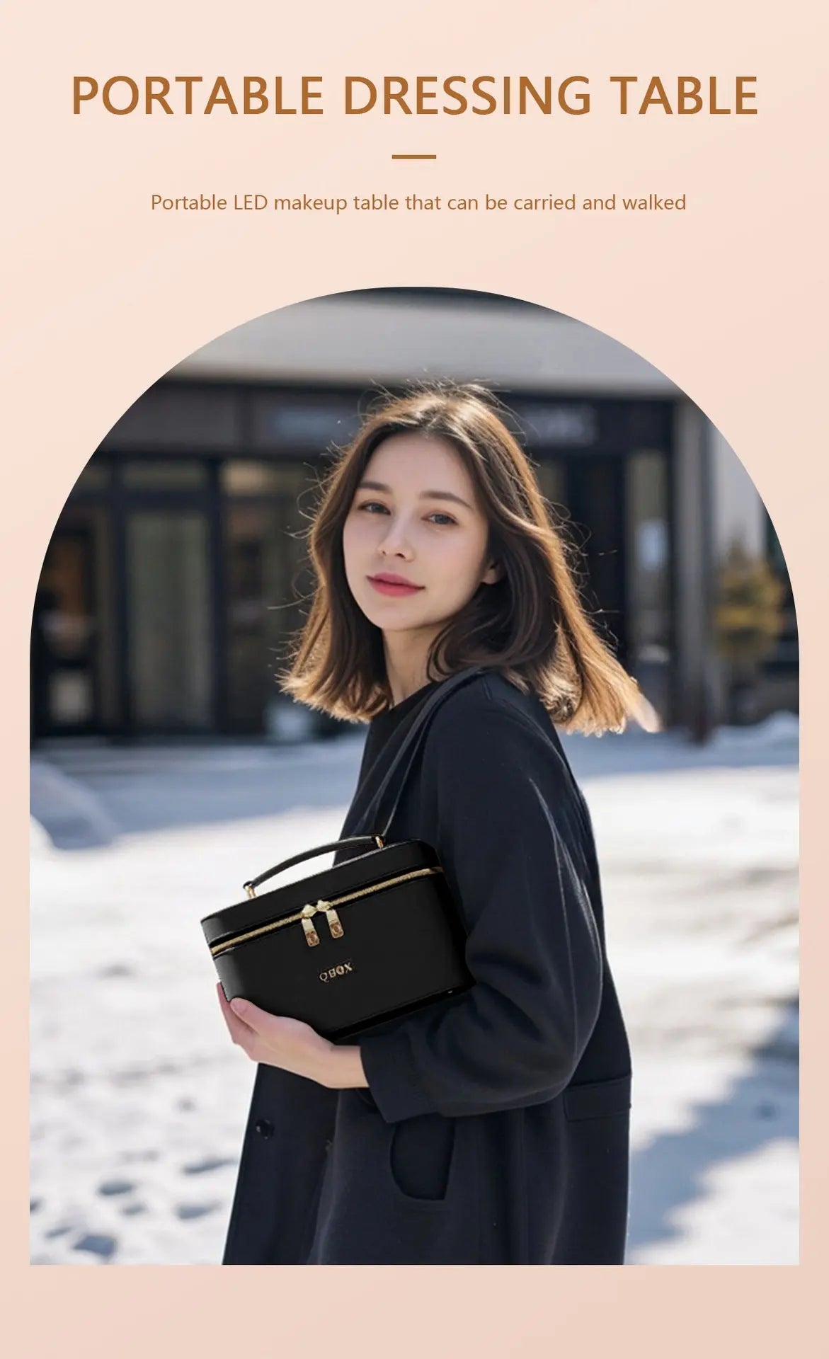 Cross-Border Led Mirror Travel Makeup Bag, Makeup Mirror, Cosmetics Portable Large-Capacity Makeup Case, Hand-Held Beauty Bag GreatEagleInc