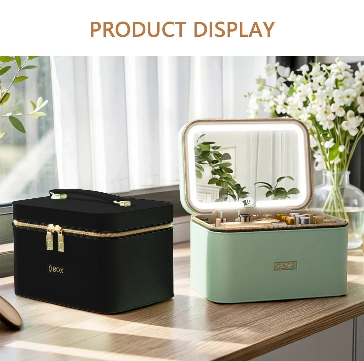 Cross-Border Led Mirror Travel Makeup Bag, Makeup Mirror, Cosmetics Portable Large-Capacity Makeup Case, Hand-Held Beauty Bag GreatEagleInc