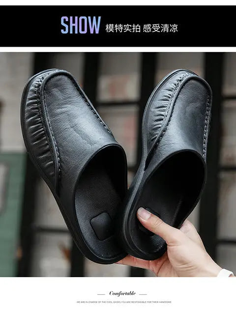 Cross-Border New Large Size Sandals for Summer Indoor and Outdoor Wear Home Men's Fashion Soft-Soled Half-Slippers Factory Direct Sales GreatEagleInc