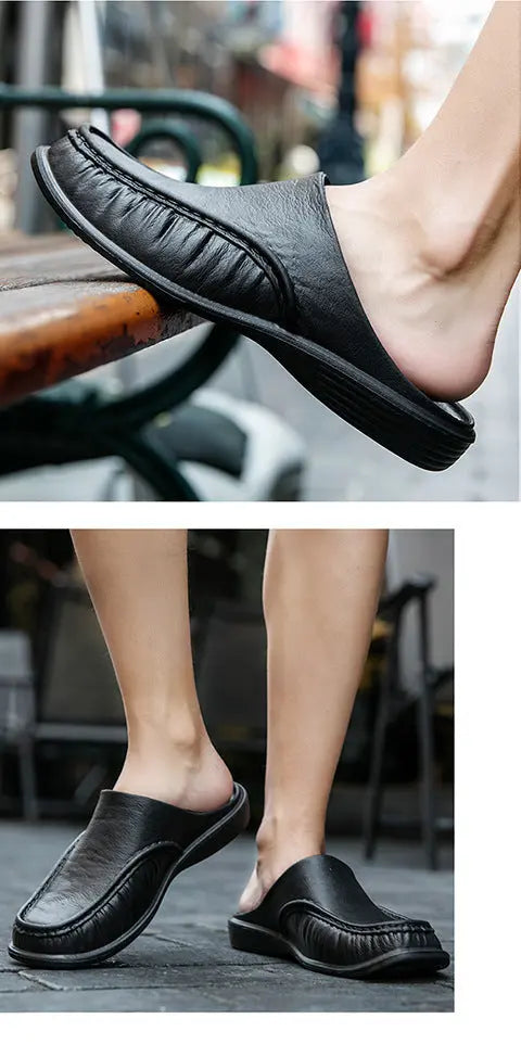 Cross-Border New Large Size Sandals for Summer Indoor and Outdoor Wear Home Men's Fashion Soft-Soled Half-Slippers Factory Direct Sales GreatEagleInc