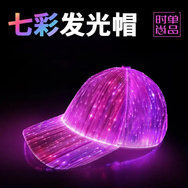 Cross-border charging LED fiber cap LED light knitted hat autumn and winter night running with light luminous hat GreatEagleInc