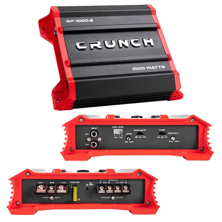Crunch Ground Pounder 2 X 250 @ 4 Ohms 2 X 500 @ 2 Ohms 1 X 1000 Watts @ 4 Ohms Bridged Crunch