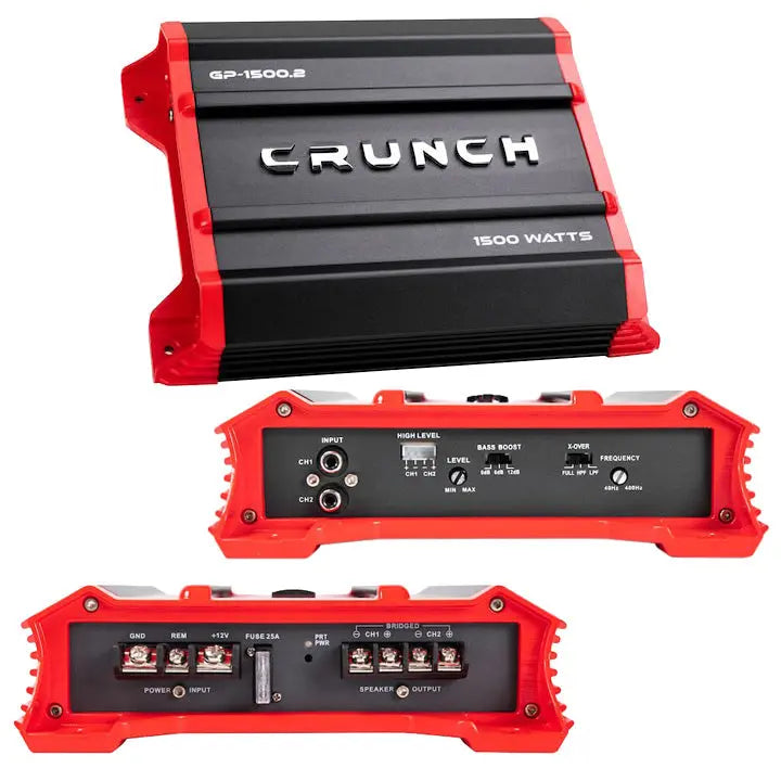 Crunch Ground Pounder 2 X 325 @ 4 Ohms 2 X 750 @ 2 Ohms 1 X 1500 Watts @ 4 Ohms Bridged Crunch