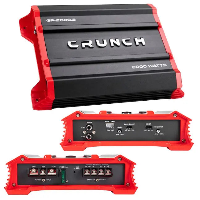 Crunch Ground Pounder 2 X 500 @ 4 Ohms 2 X 1000 @ 2 Ohms 1 X 2000 Watts @ 4 Ohms Bridged Crunch