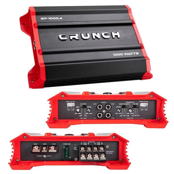 Crunch Ground Pounder 4 X 125 @ 4 Ohms 4 X 250 @ 2 Ohms 2 X 500 Watts @ 4 Ohms Bridged Crunch