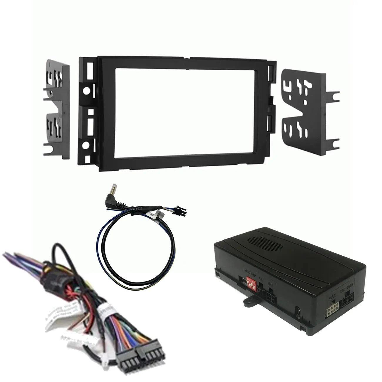 Crux Onstar Radio Replacement Interface W/ Swc Retention Video Switcher & D. Din Dash Kit - Select CRUX