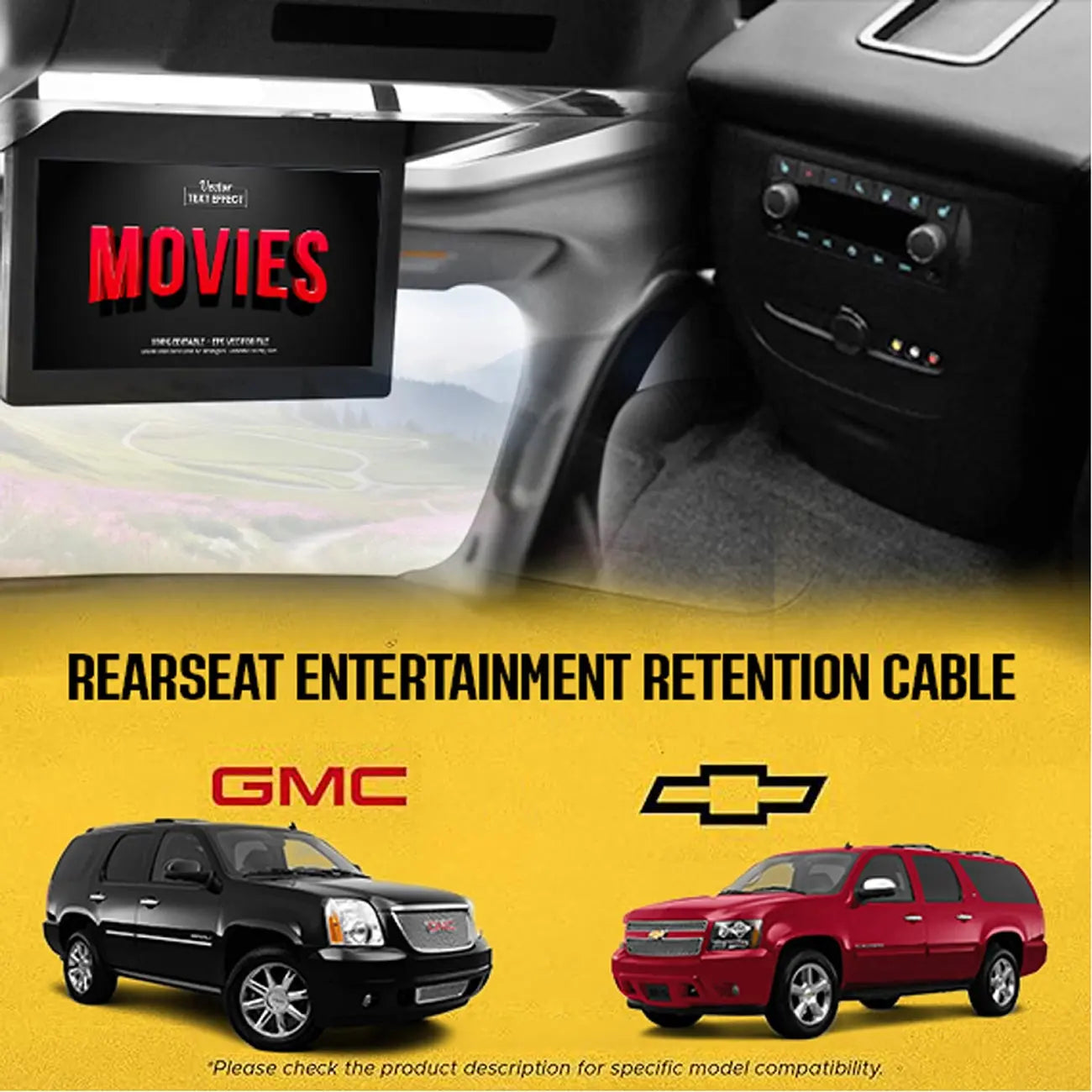 Crux Rear Seat Entertainment (rse) Retention Cable In Select General Motors Trucks & Suv’s '12 - '14 CRUX