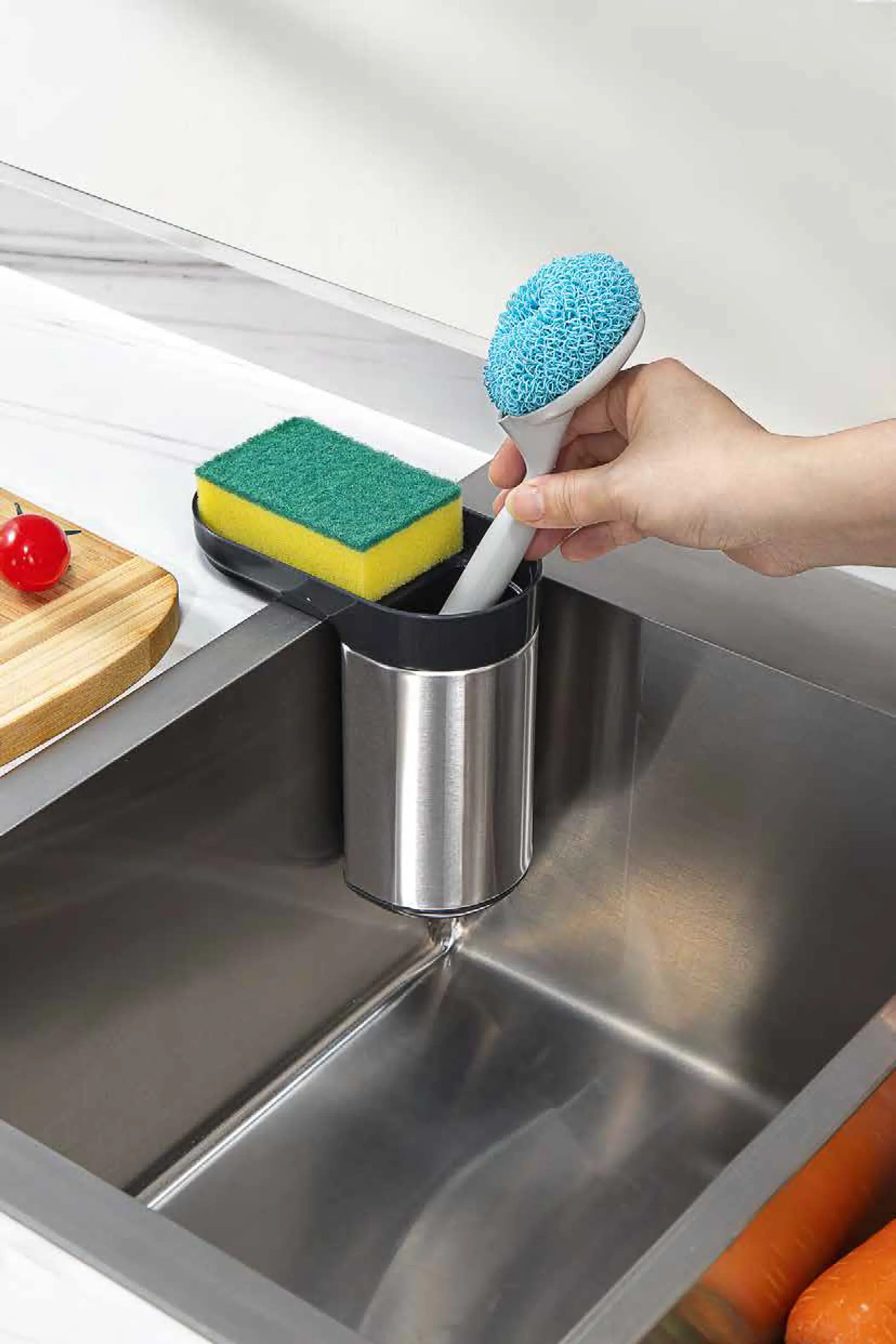Cuisine Collection In-Sink Sponge Holder w/Suction Cups, Fingerprint Resistant Matt Finish Waymore LLC
