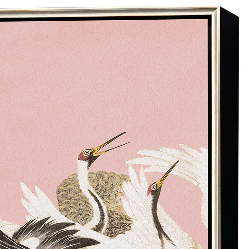 Curious Cranes - Plumule Silver Floater Frame Wall Art Homeroots Home Decor