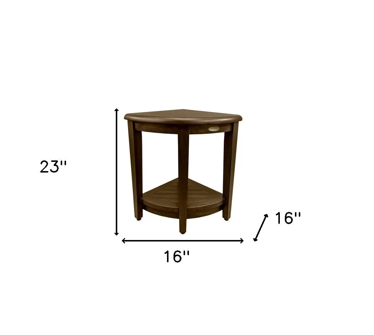 Curvilinear Dark Brown Teak 18" Corner Shower Bench With Shelf Homeroots Bed & Bath