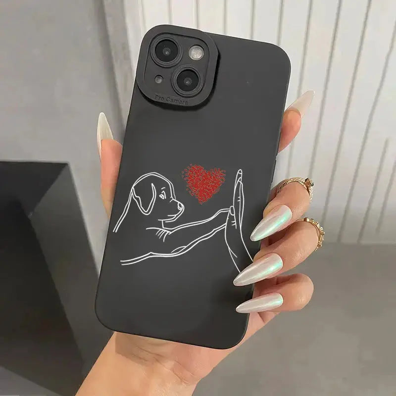 Cute Cat Dog High Five Silicone Phone Case For Samsung Galaxy S24 S23 Ultra S22 Plus S21 FE A14 A15 A34 A54 A33 A53 Soft Cover GreatEagleInc