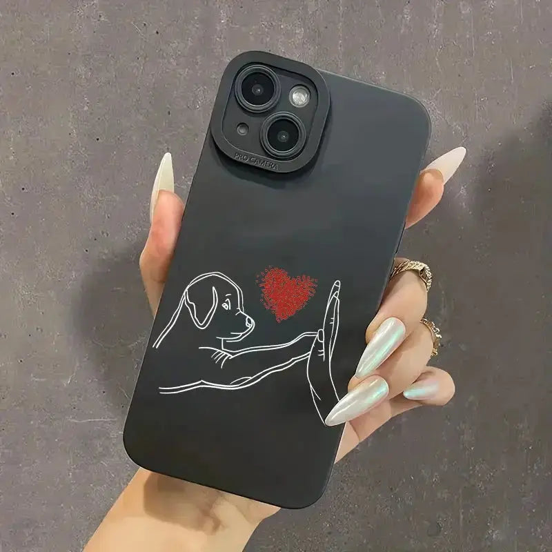 Cute Cat Dog High Five Silicone Phone Case For Samsung Galaxy S24 S23 Ultra S22 Plus S21 FE A14 A15 A34 A54 A33 A53 Soft Cover GreatEagleInc