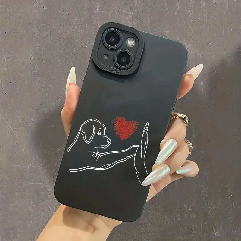 Cute Cat Dog High Five Silicone Phone Case For Samsung Galaxy S24 S23 Ultra S22 Plus S21 FE A14 A15 A34 A54 A33 A53 Soft Cover GreatEagleInc