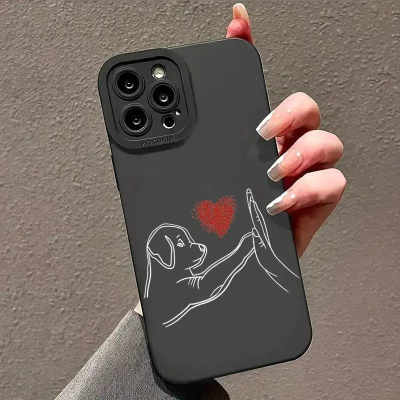 Cute Cat Dog High Five Silicone Phone Case For Samsung Galaxy S24 S23 Ultra S22 Plus S21 FE A14 A15 A34 A54 A33 A53 Soft Cover GreatEagleInc