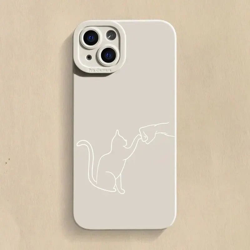Cute Cat Dog High Five Silicone Phone Case For Samsung Galaxy S24 S23 Ultra S22 Plus S21 FE A14 A15 A34 A54 A33 A53 Soft Cover GreatEagleInc