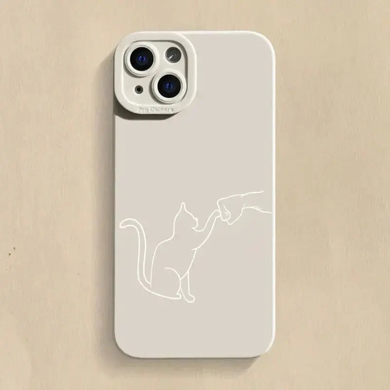 Cute Cat Dog High Five Silicone Phone Case For Samsung Galaxy S24 S23 Ultra S22 Plus S21 FE A14 A15 A34 A54 A33 A53 Soft Cover GreatEagleInc