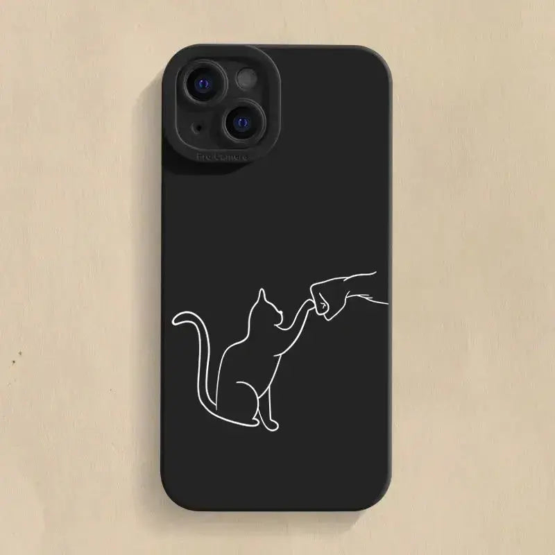 Cute Cat Dog High Five Silicone Phone Case For Samsung Galaxy S24 S23 Ultra S22 Plus S21 FE A14 A15 A34 A54 A33 A53 Soft Cover GreatEagleInc