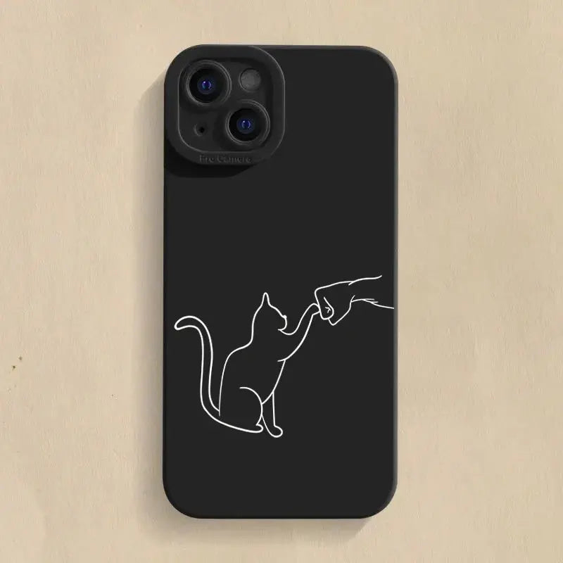 Cute Cat Dog High Five Silicone Phone Case For Samsung Galaxy S24 S23 Ultra S22 Plus S21 FE A14 A15 A34 A54 A33 A53 Soft Cover GreatEagleInc