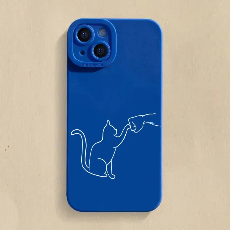 Cute Cat Dog High Five Silicone Phone Case For Samsung Galaxy S24 S23 Ultra S22 Plus S21 FE A14 A15 A34 A54 A33 A53 Soft Cover GreatEagleInc