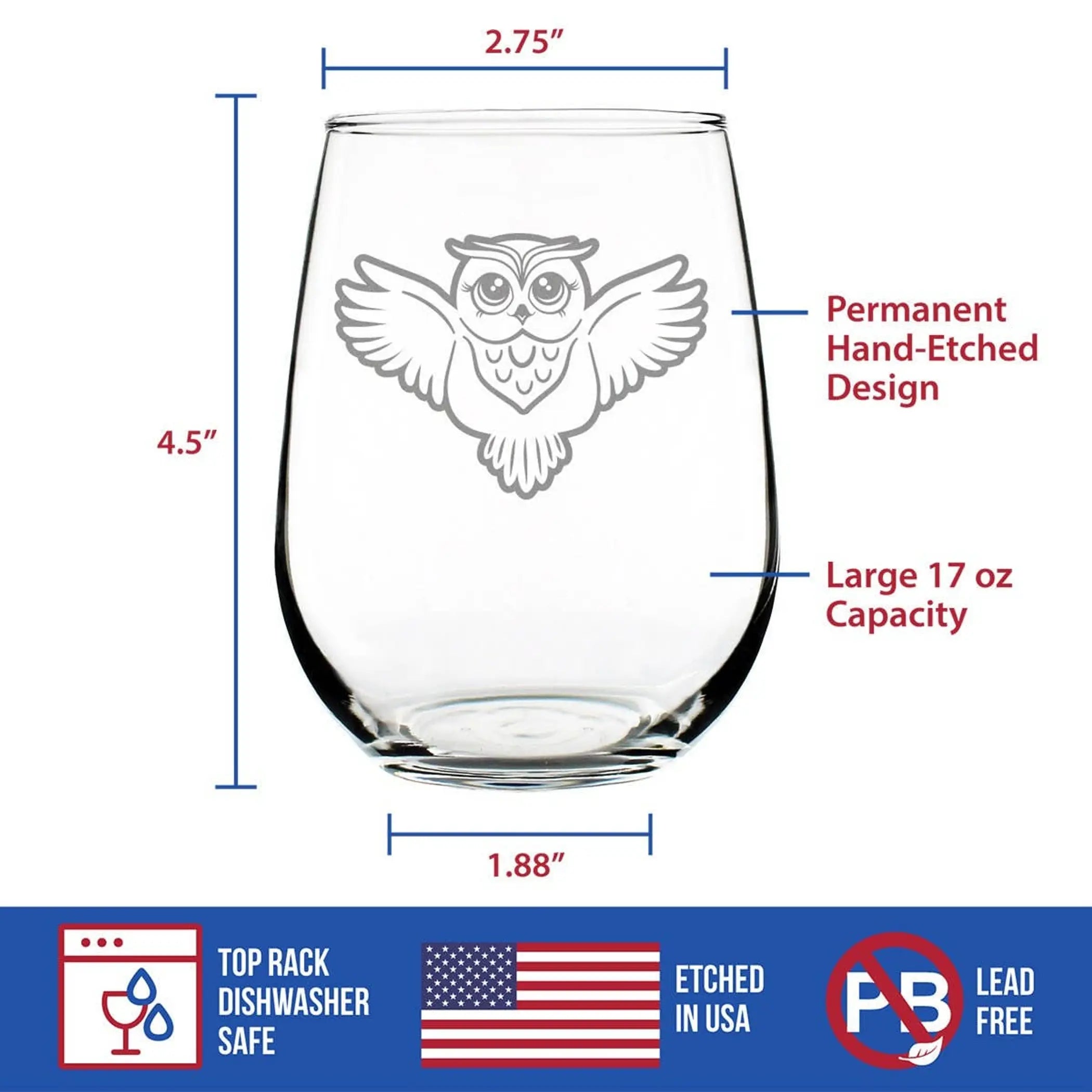 Cute Owl Stemless Wine Glass - Owl Gifts and Decor Bevvee