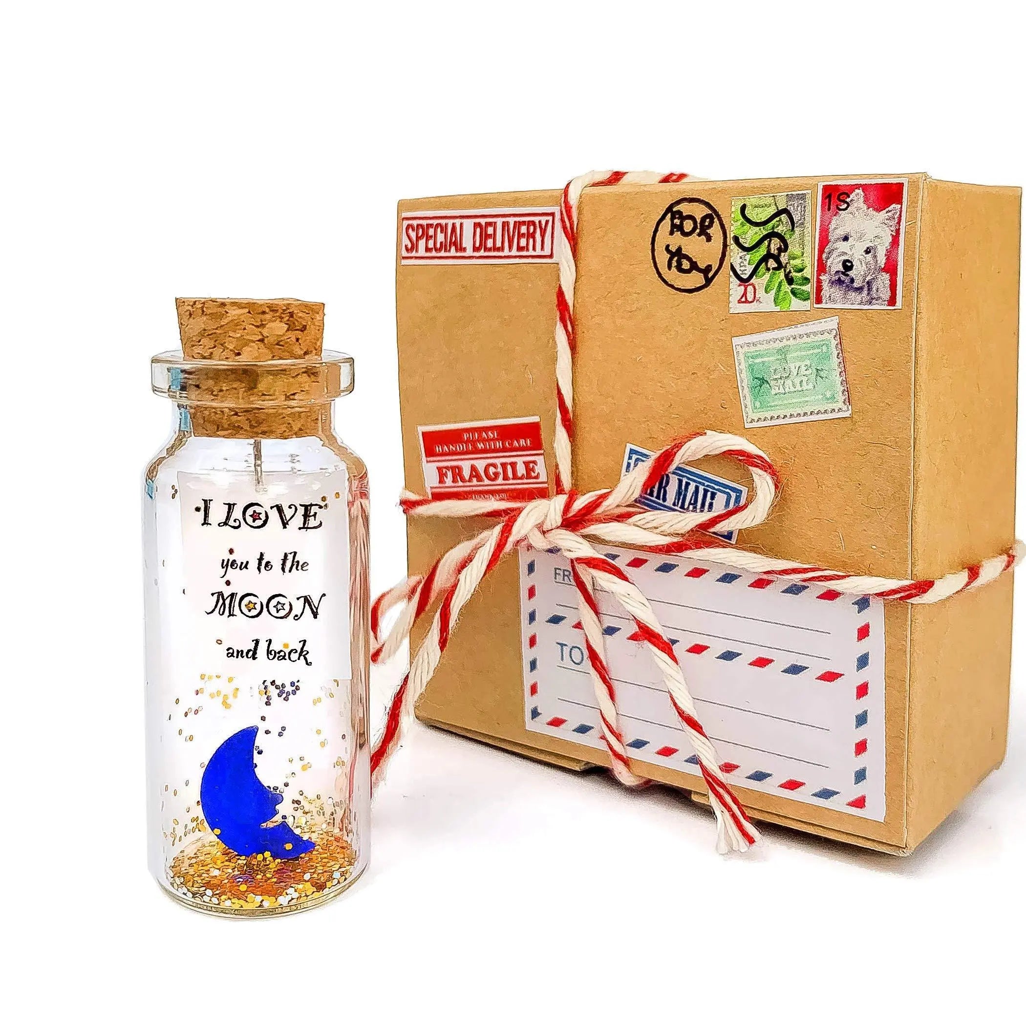 Cute and Kawaii Valentine's Day and Anniversary Presents   Personalized Love Gifts for Boyfriend Girlfriend (I Love You To The Moon And Around The World in Craft Gift Box) Kseniya Revta