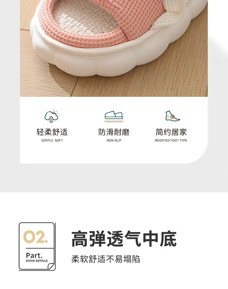 Cute lace rabbit parent-child male and female baby adult indoor and outdoor home wooden floor thickened linen Four Seasons slippers GreatEagleInc