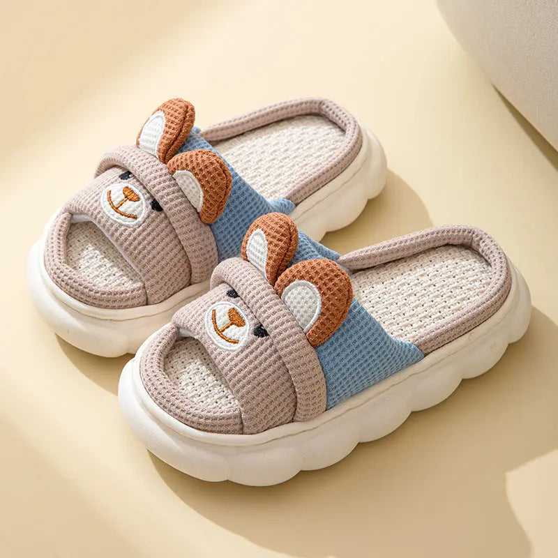 Cute lace rabbit parent-child male and female baby adult indoor and outdoor home wooden floor thickened linen Four Seasons slippers GreatEagleInc
