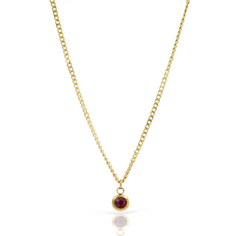 DELILAH GARNET BIRTHSTONE PENDANT NECKLACE - JANUARY Mai Desiree