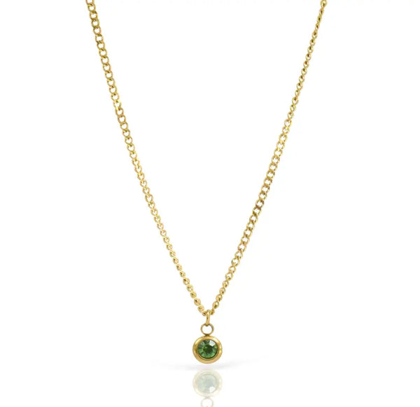 DELILAH PERIDOT BIRTHSTONE PENDANT NECKLACE - AUGUST Mai Desiree