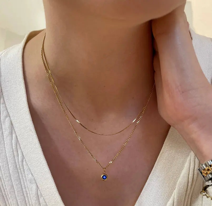 DELILAH SAPPHIRE BIRTHSTONE PENDANT NECKLACE - SEPTEMBER Mai Desiree